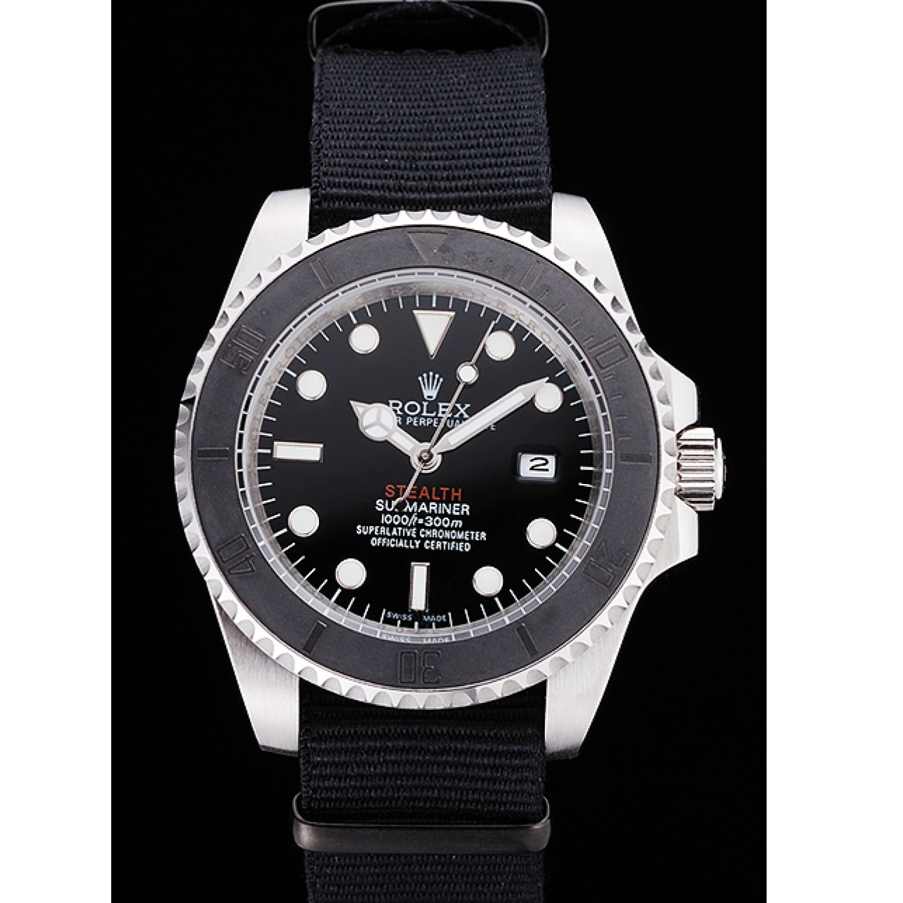 MiroTime 0814 Rolex Submariner STEALTH MK IV Black Fabric Band rl424 621386